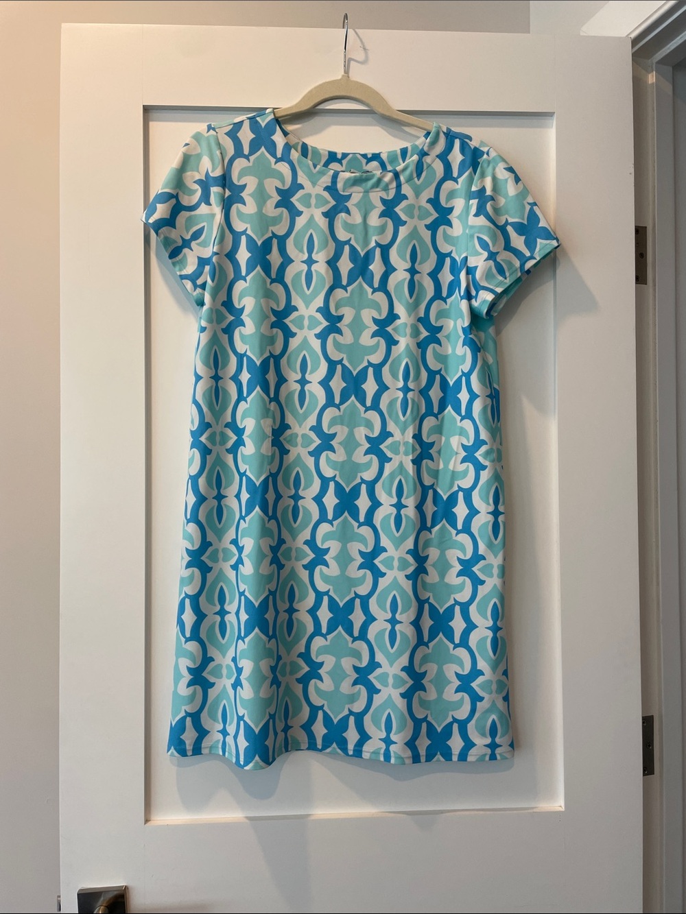 Jude Connally Ella Blue & Teal Patterned Shift Dress